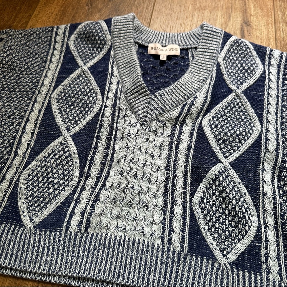 Willow‎ & Wind Knitted Sweater, Cropped, Navy, Light Grey, Oversized, Large - Picture 8 of 12